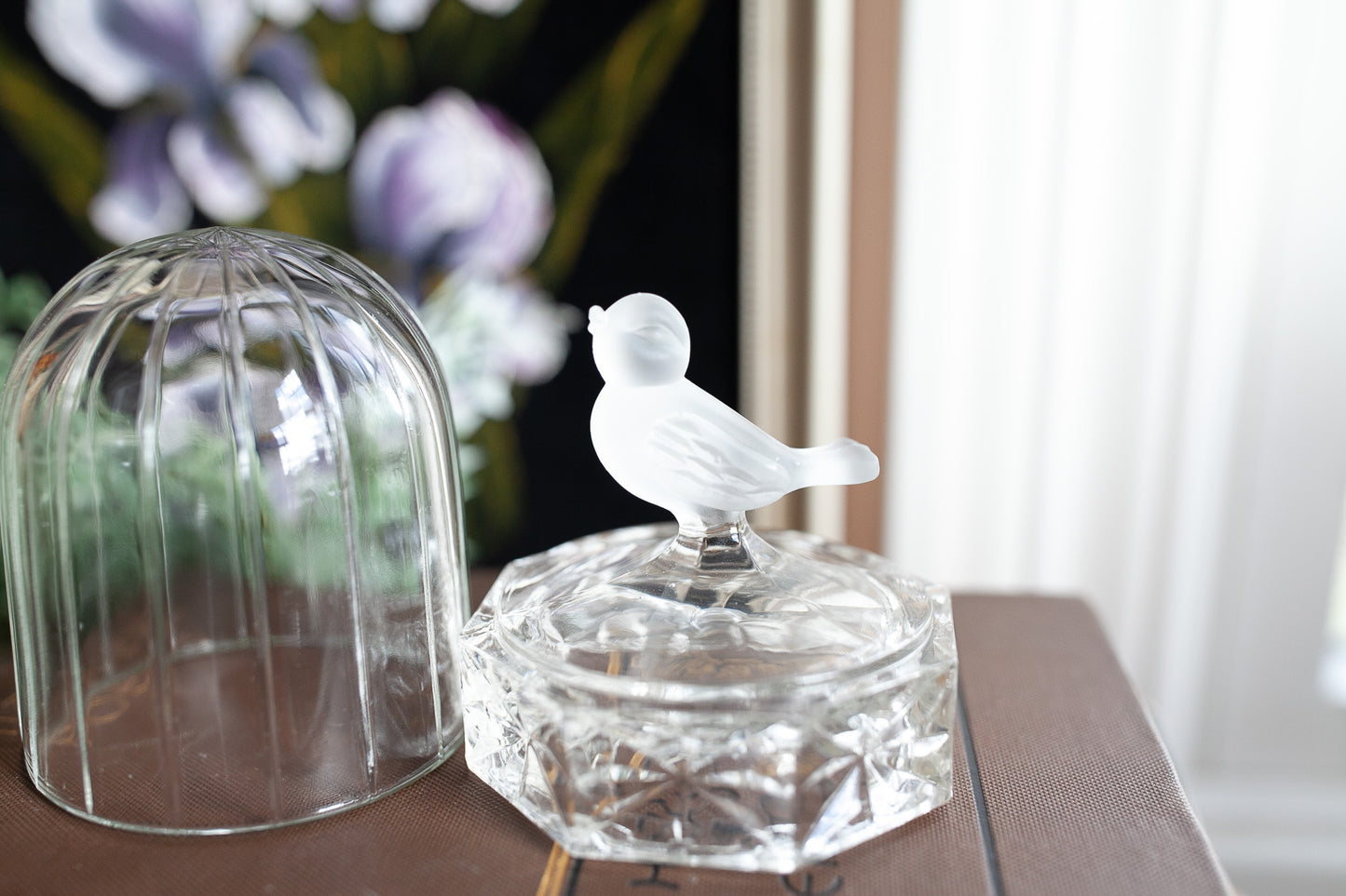 Vintage Bird- Crystal Birdcage with Crystal Bird - HofBauer 1981 Echt Bleikristall