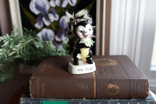 Vintage Skunk- Skunk holding a flower- Skunk Gift- For You-  Napco