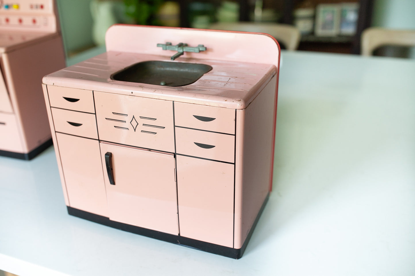 Vintage Pink Sink- Tin Sink- Pink Sink - Pink Kitchen -Wolverine- Toy Sink
