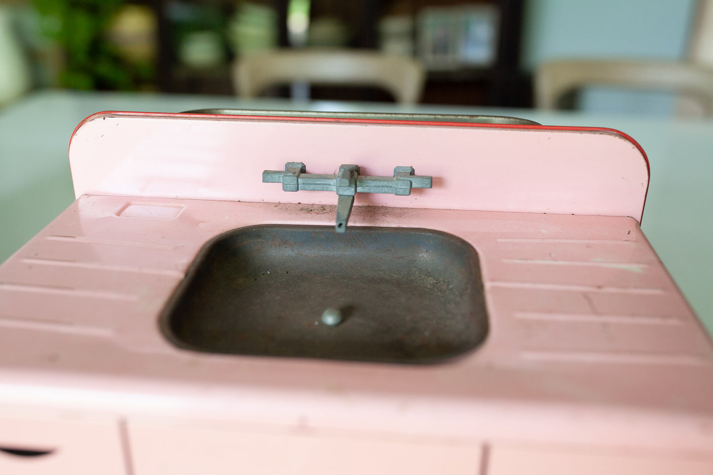 Vintage Pink Sink- Tin Sink- Pink Sink - Pink Kitchen -Wolverine- Toy Sink