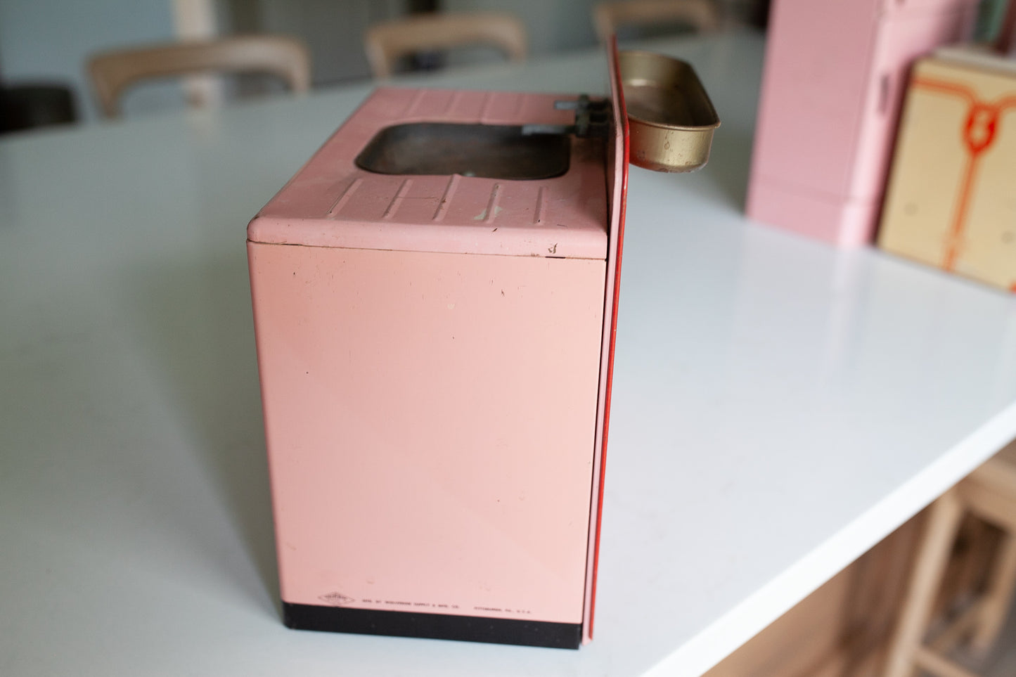 Vintage Pink Sink- Tin Sink- Pink Sink - Pink Kitchen -Wolverine- Toy Sink