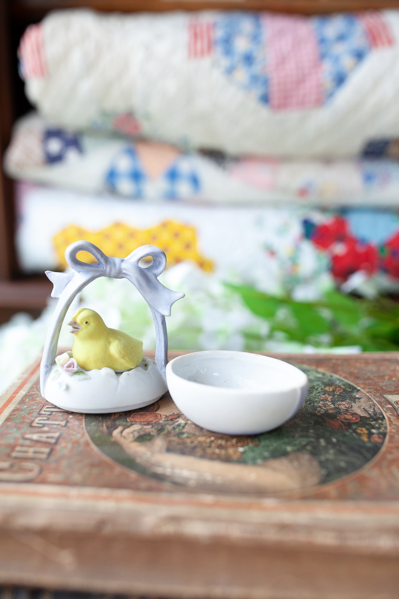 Vintage Chick and Egg- Porcelain Lefton Easter Decor