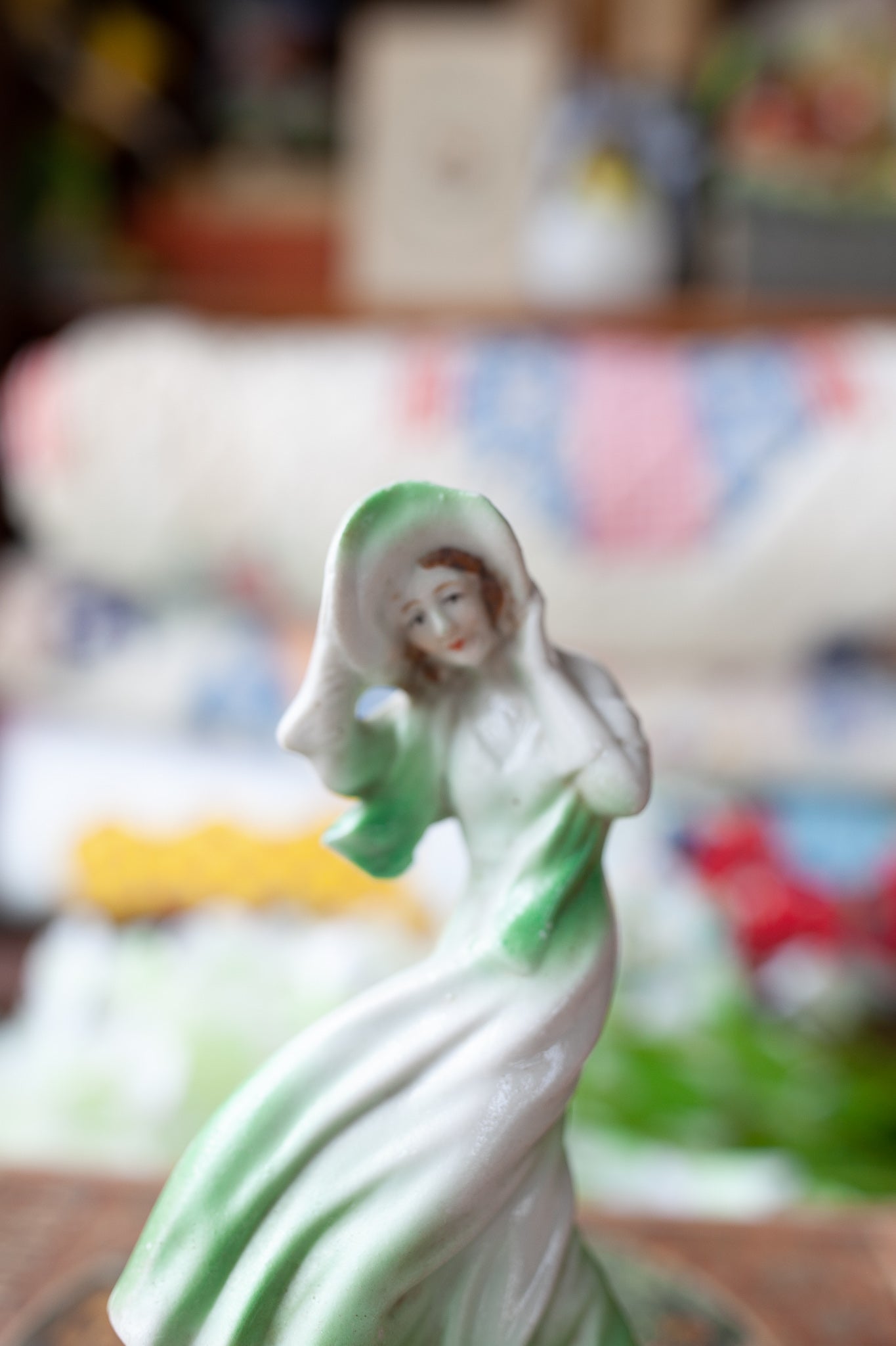 Vintage Lady -Lady in Green - Made in Japan -Art Deco Lady