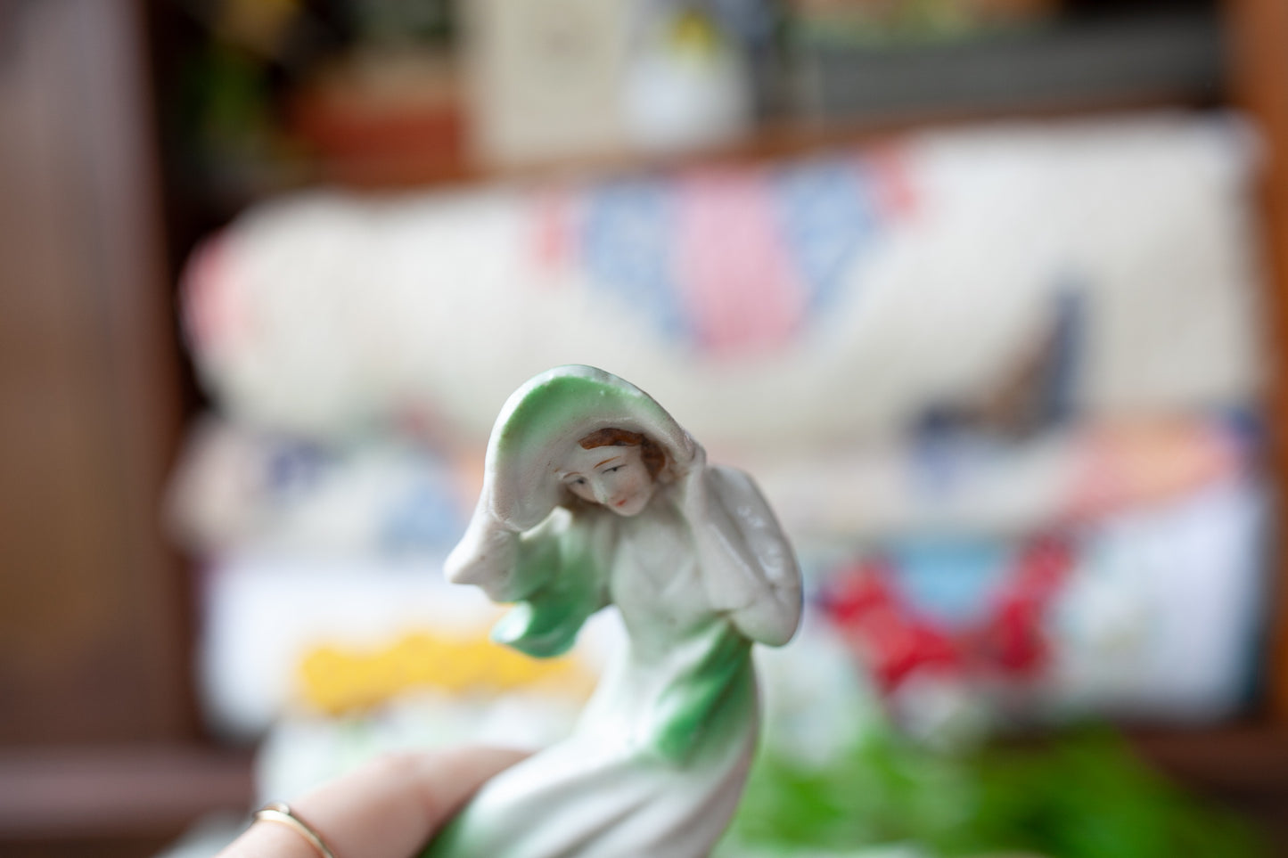 Vintage Lady -Lady in Green - Made in Japan -Art Deco Lady