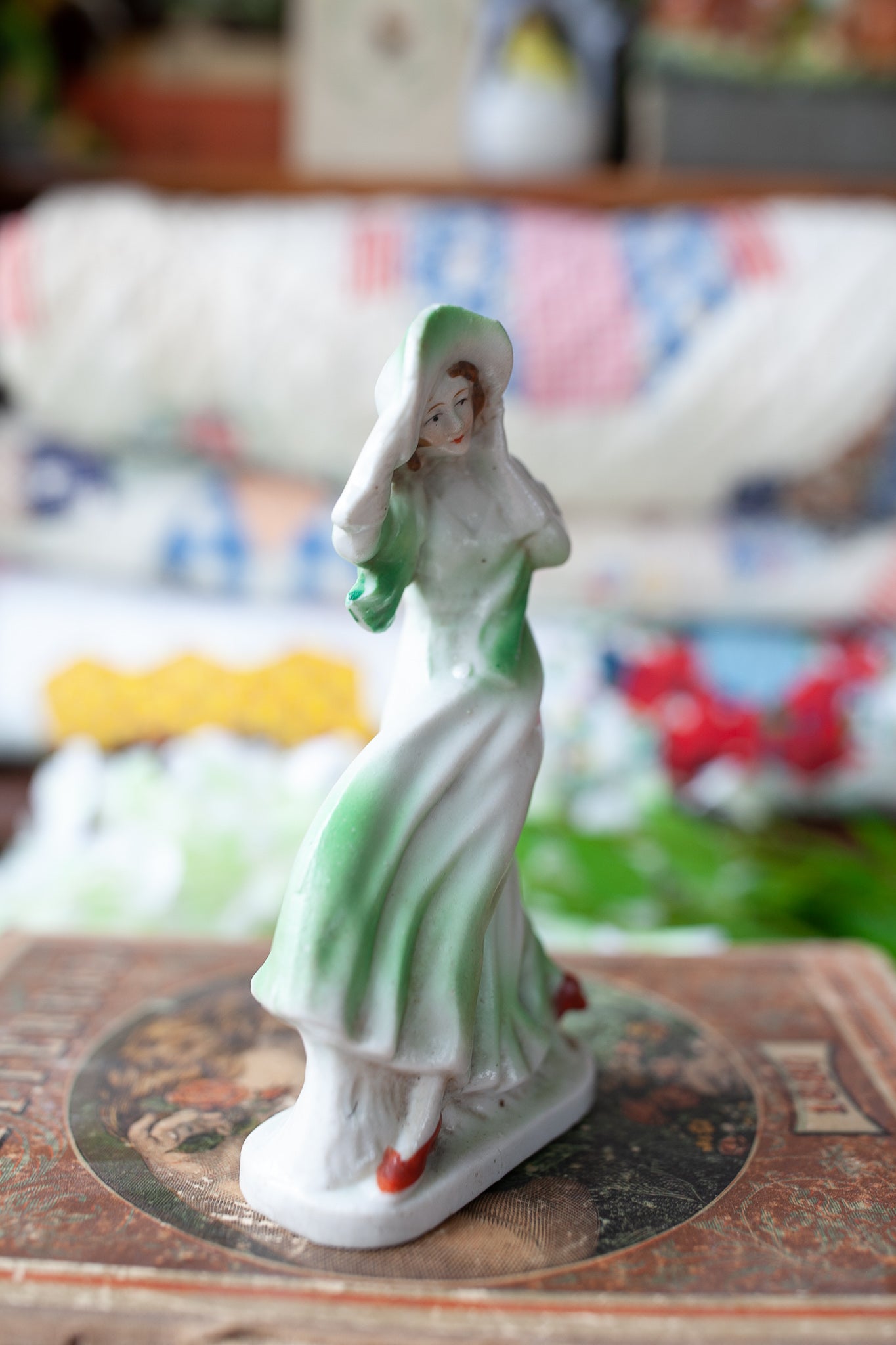 Vintage Lady -Lady in Green - Made in Japan -Art Deco Lady