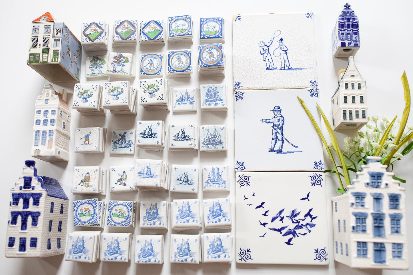 Vintage Tile - Small Tile - Dutch Tile - Netherlands- Porcelain Tile - Qty 1 Farmer Tile