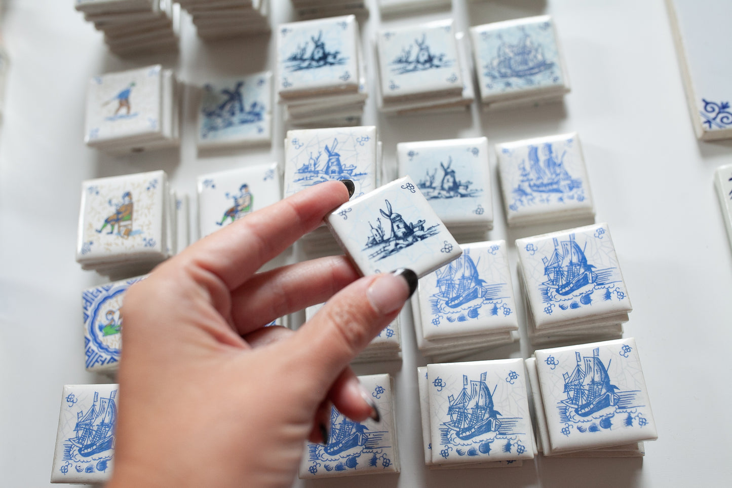 Vintage Tile - Small Tile - Dutch Tile - Netherlands- Porcelain Tile - Qty 1 Windmill