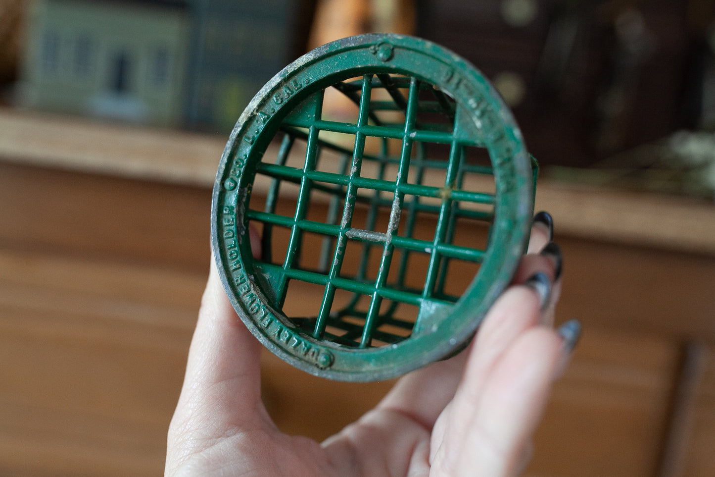 Vintage Wire Flower Frog - Green Flower Frog - Dazey Flower Holder