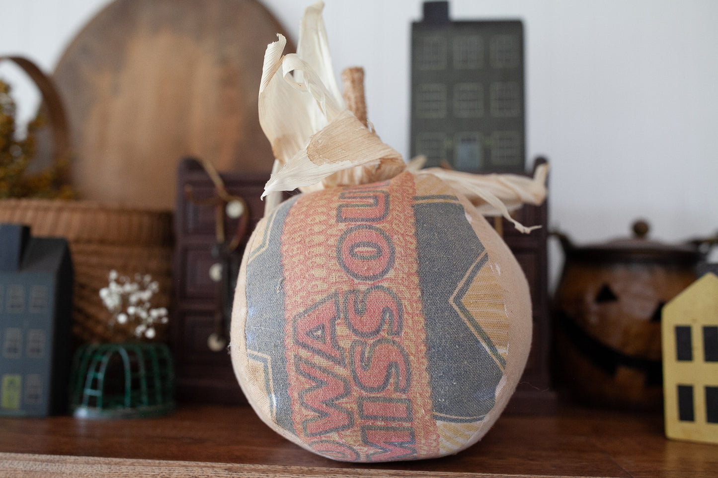 Vintage Seed Sack Pumpkin -Fall Decor