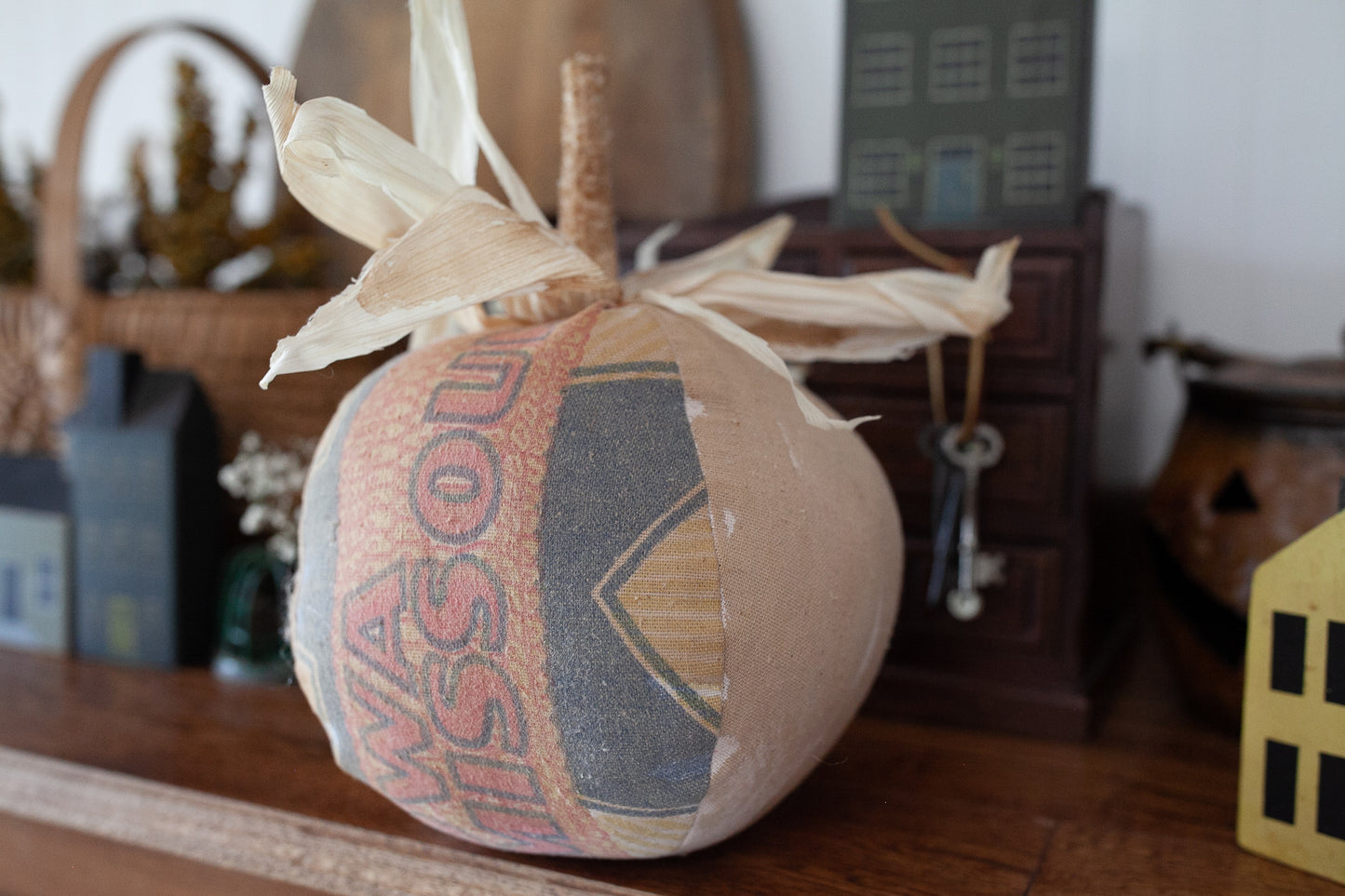Vintage Seed Sack Pumpkin -Fall Decor