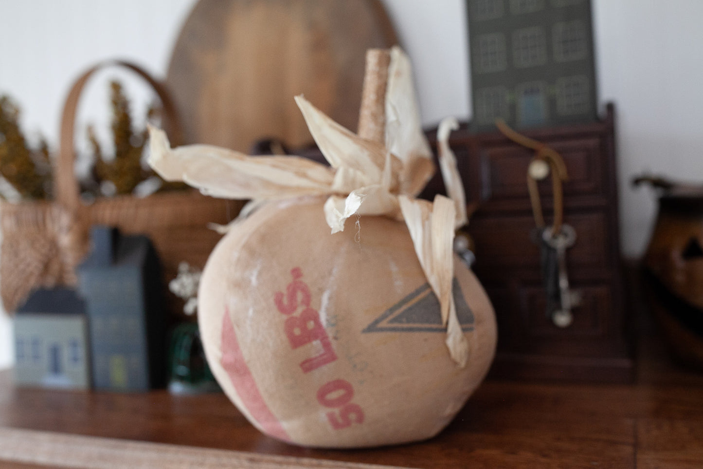 Vintage Seed Sack Pumpkin -Fall Decor