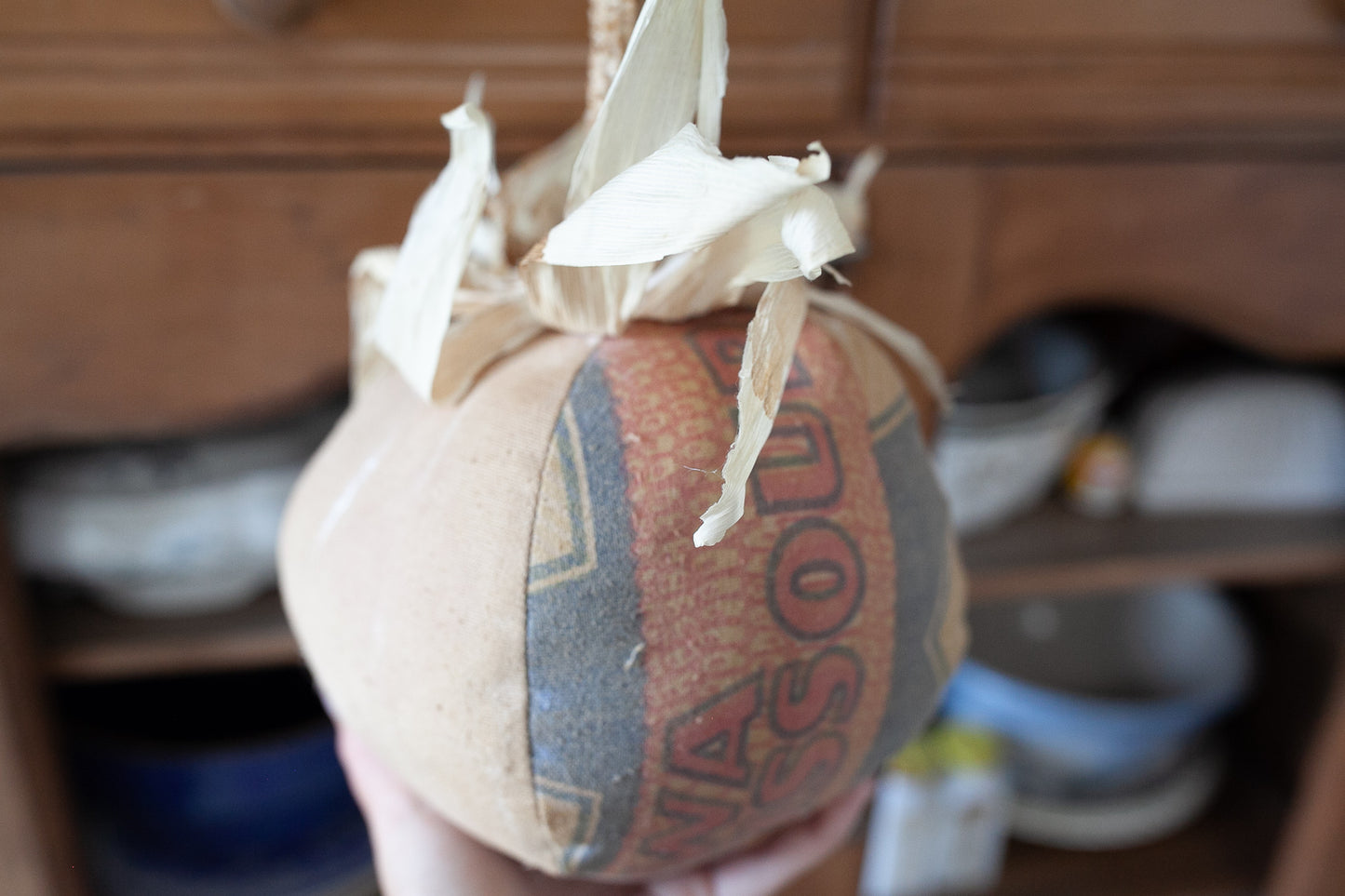 Vintage Seed Sack Pumpkin -Fall Decor