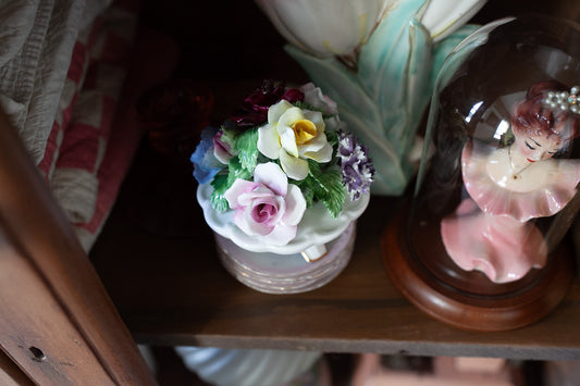Vintage Porcelain Flowers- Forever Flowers- Radnor Flower Pot  Arrangement