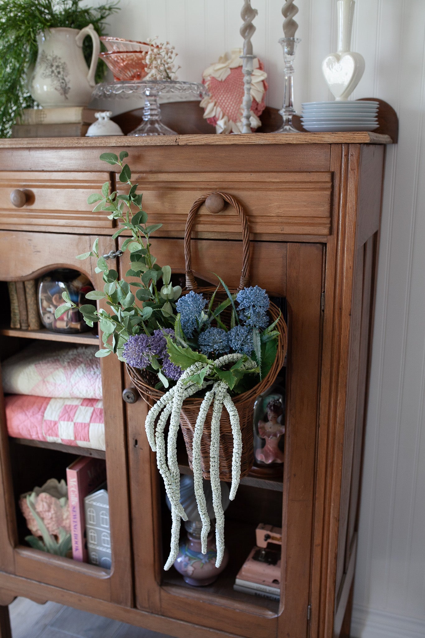 Vintage Basket- Hanging Basket- Ratan Woven Basket