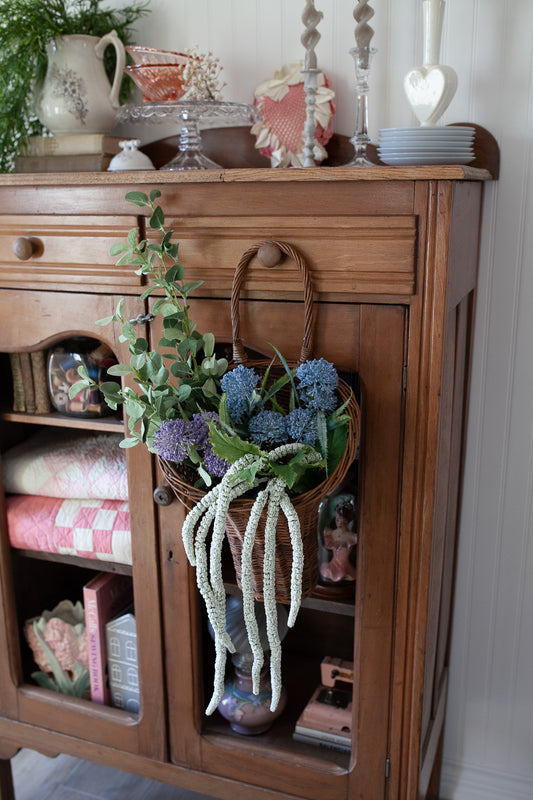 Vintage Basket- Hanging Basket- Ratan Woven Basket