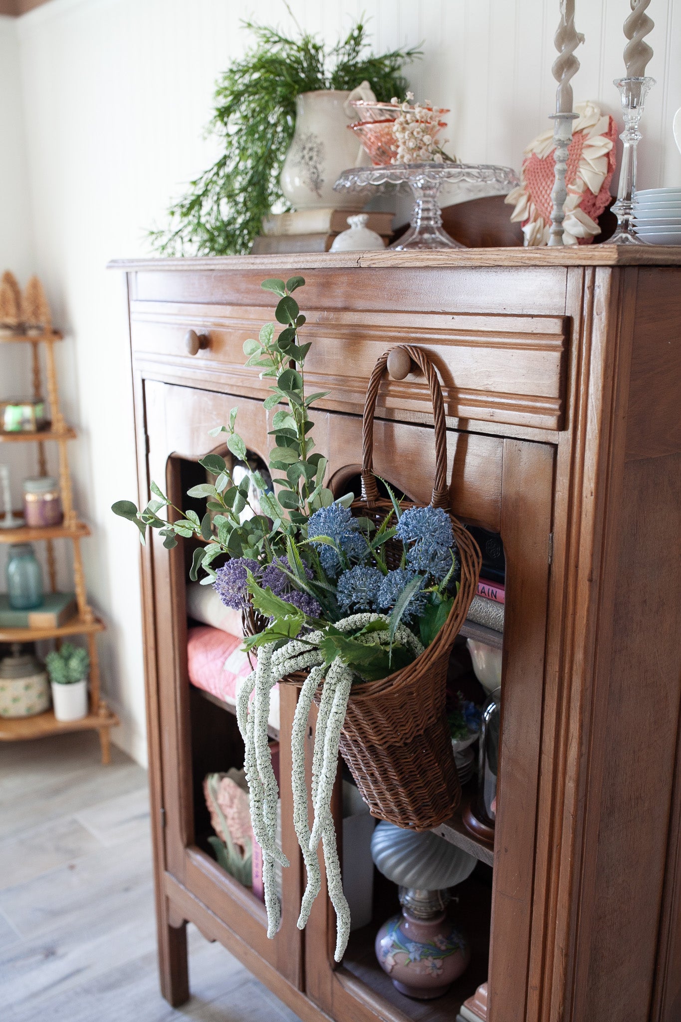 Vintage Basket- Hanging Basket- Ratan Woven Basket