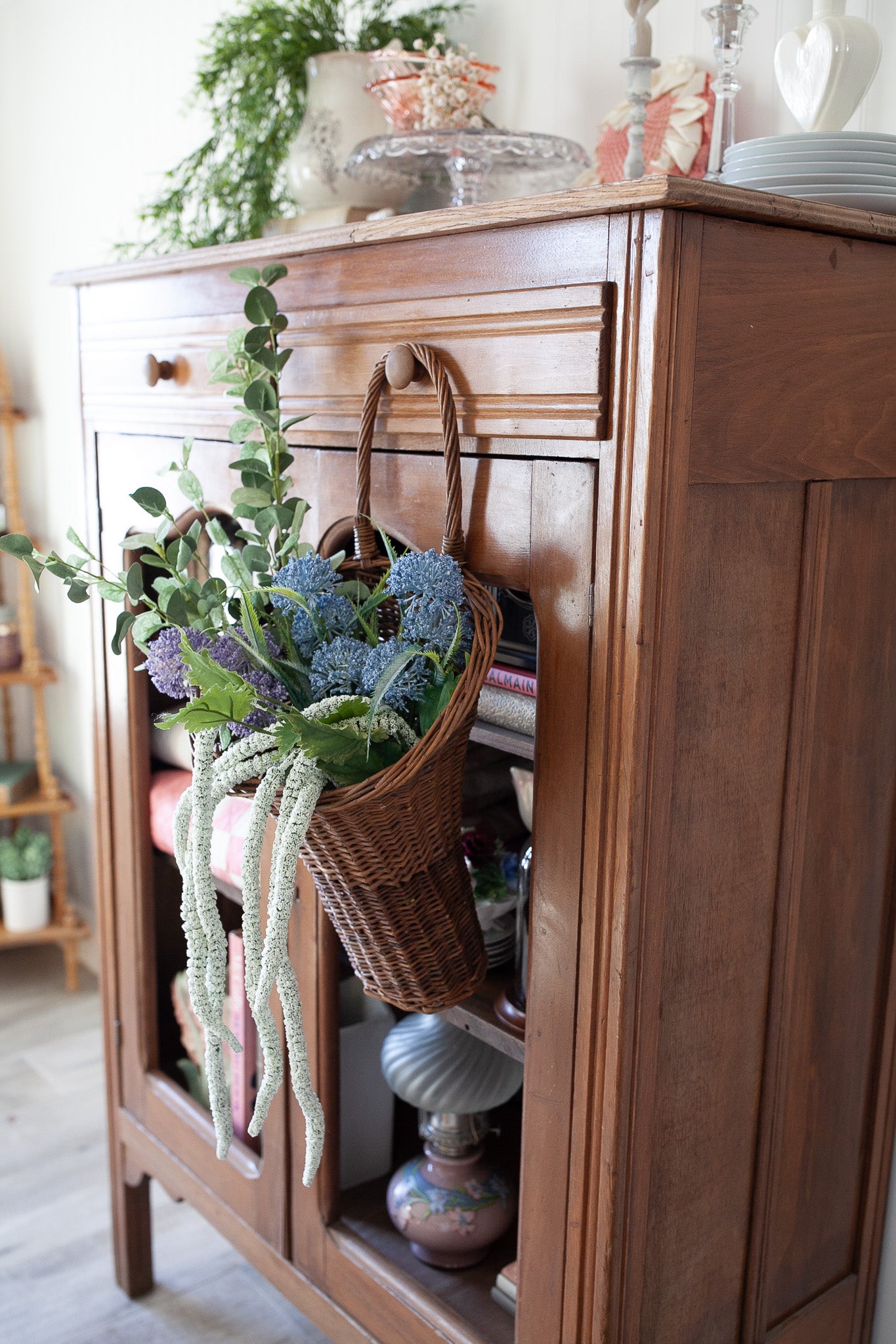 Vintage Basket- Hanging Basket- Ratan Woven Basket