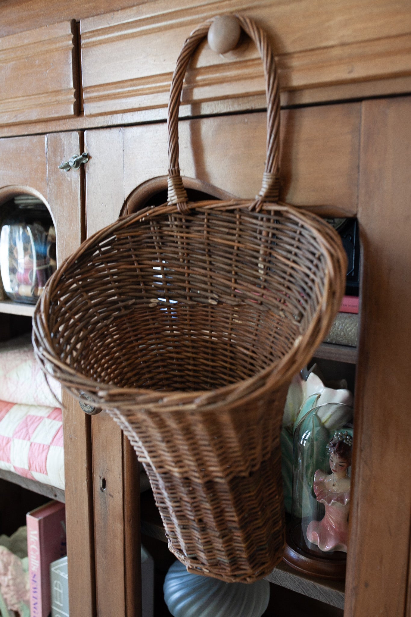 Vintage Basket- Hanging Basket- Ratan Woven Basket