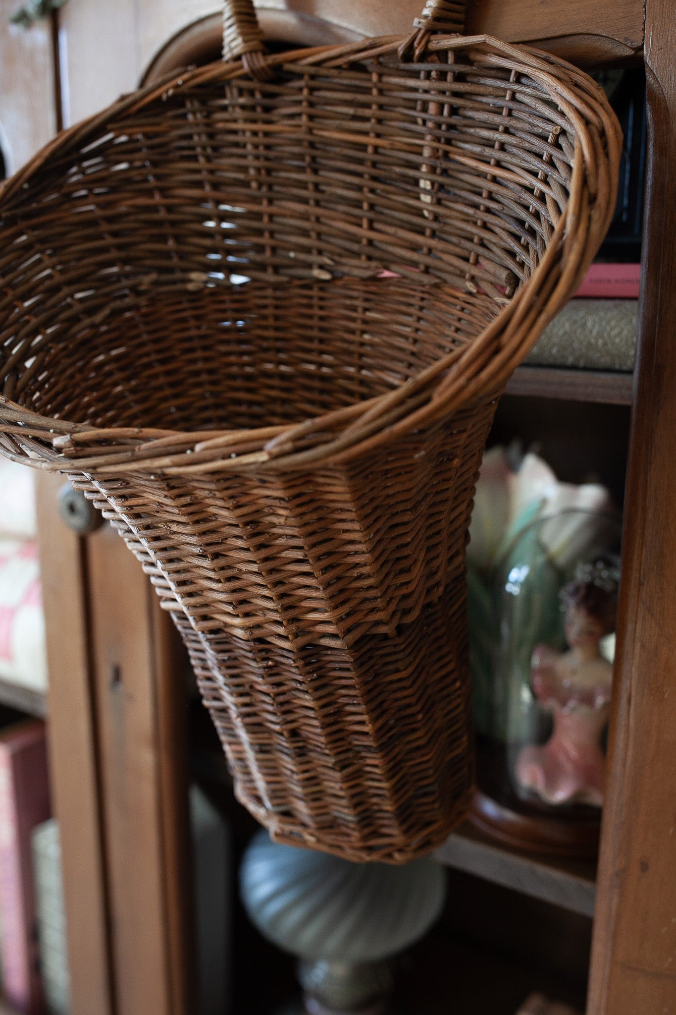 Vintage Basket- Hanging Basket- Ratan Woven Basket