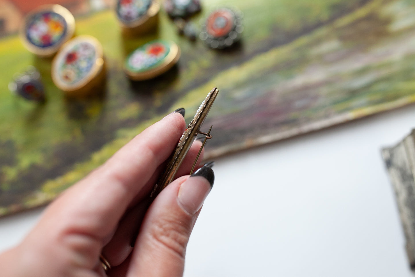 Vintage Micro Mosaic Pin - Brooch