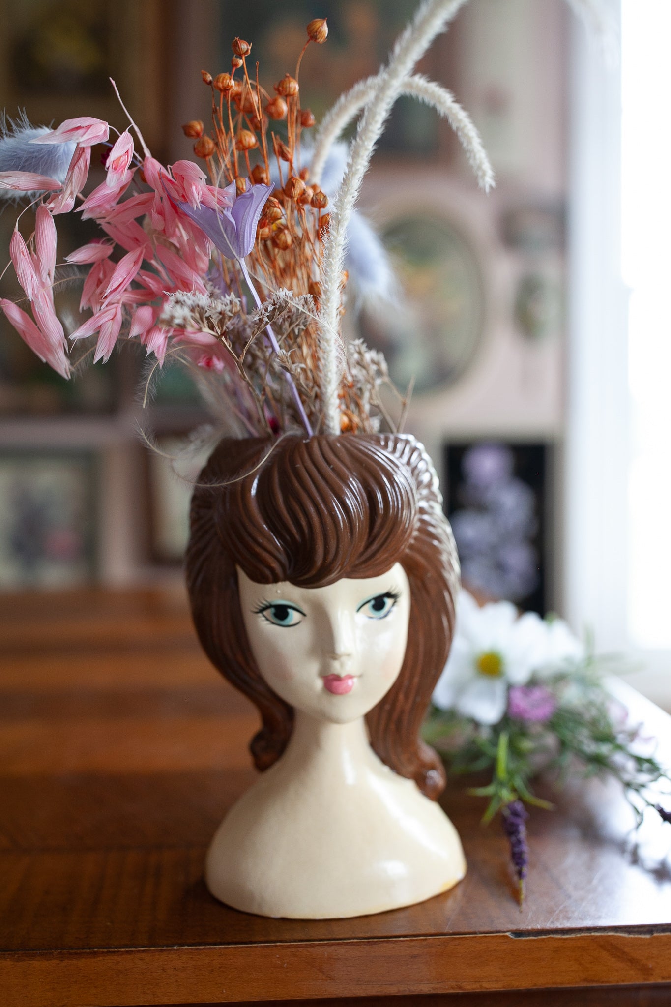 Vintage Lady Head Vase - Head Vase Tilso