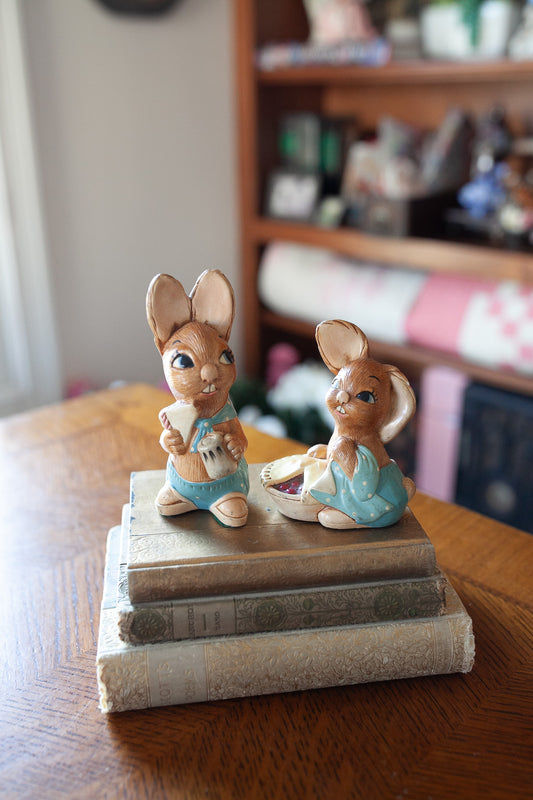 Vintage Pendelfin Rabbits- Pair of Rabbits -Pie Face and Muncher