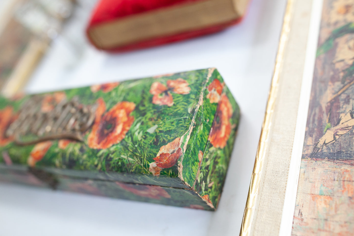 Necktie Box- Floral Box- Floral Paper Covered Box
