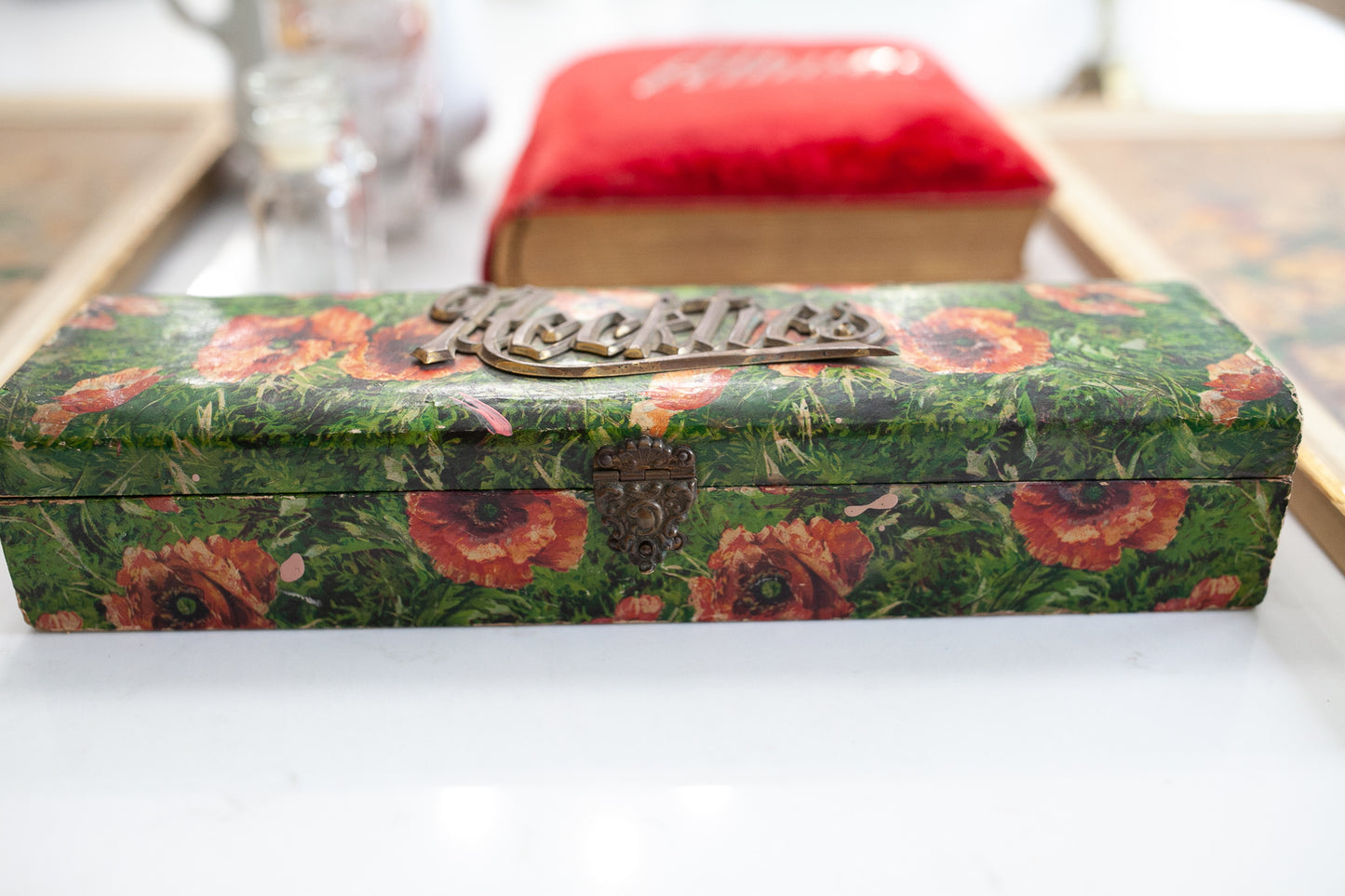 Necktie Box- Floral Box- Floral Paper Covered Box