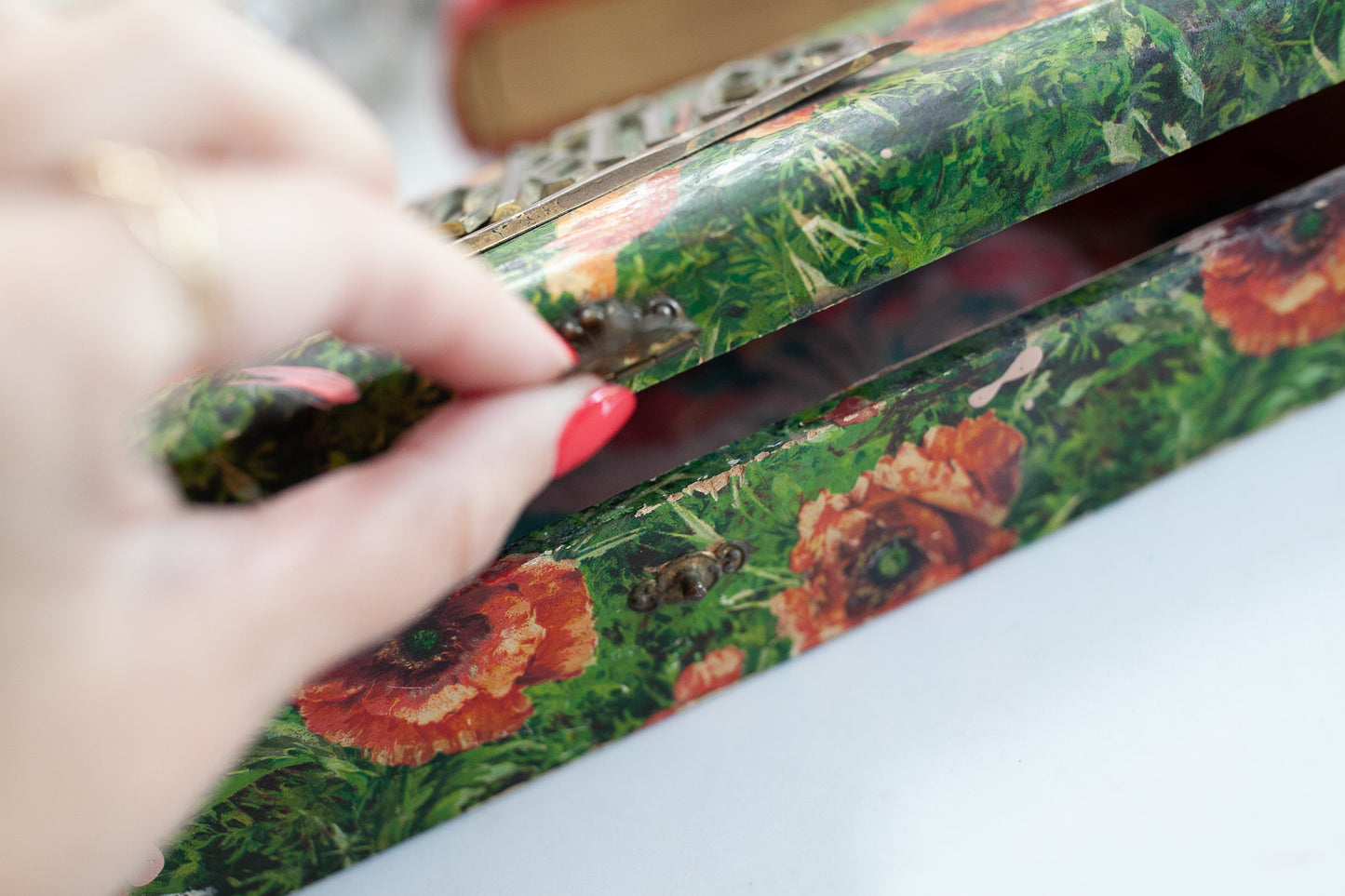 Necktie Box- Floral Box- Floral Paper Covered Box