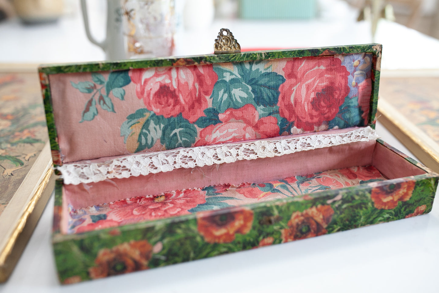 Necktie Box- Floral Box- Floral Paper Covered Box