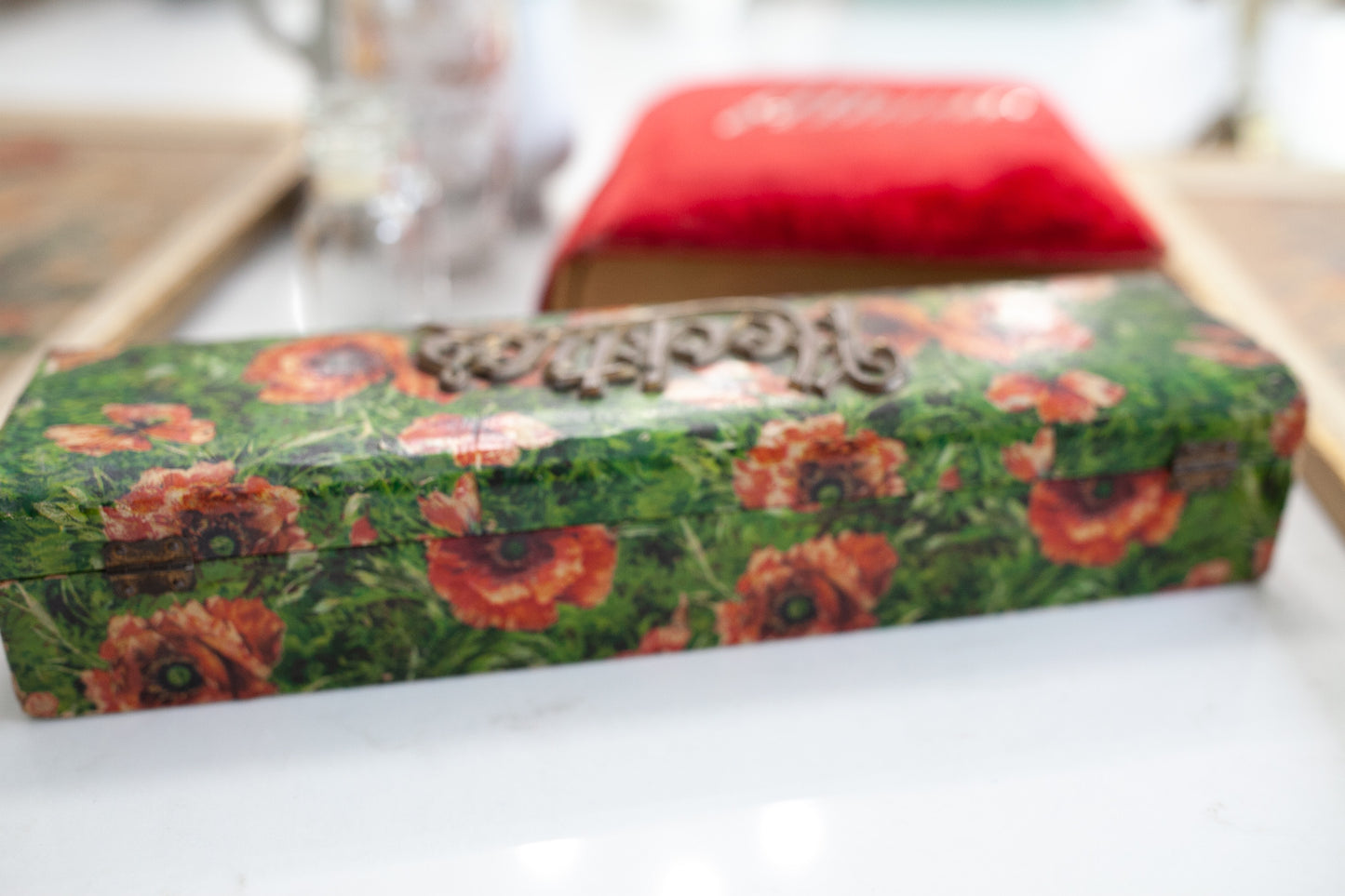 Necktie Box- Floral Box- Floral Paper Covered Box
