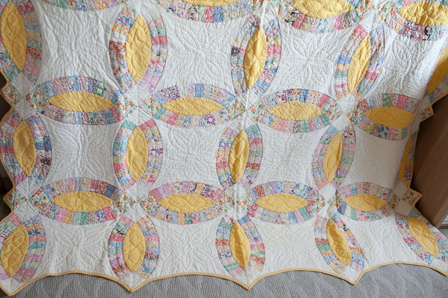 Vintage Quilt Double Wedding Ring Quilt
