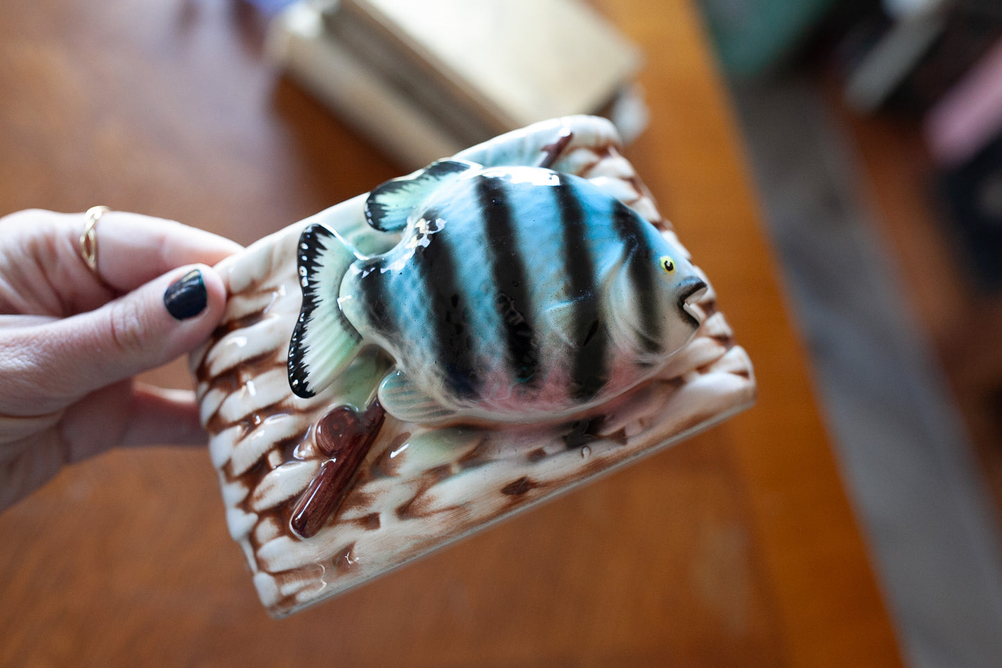 Nancy Pew Japan -Fish Basket -Vintage Porcelain Planter