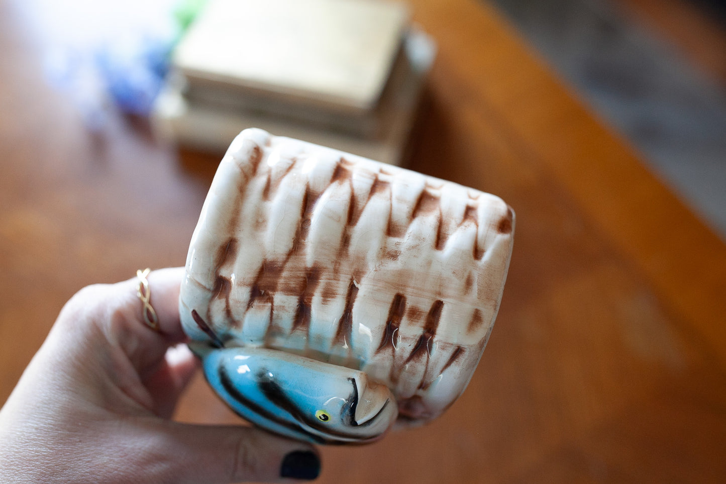 Nancy Pew Japan -Fish Basket -Vintage Porcelain Planter