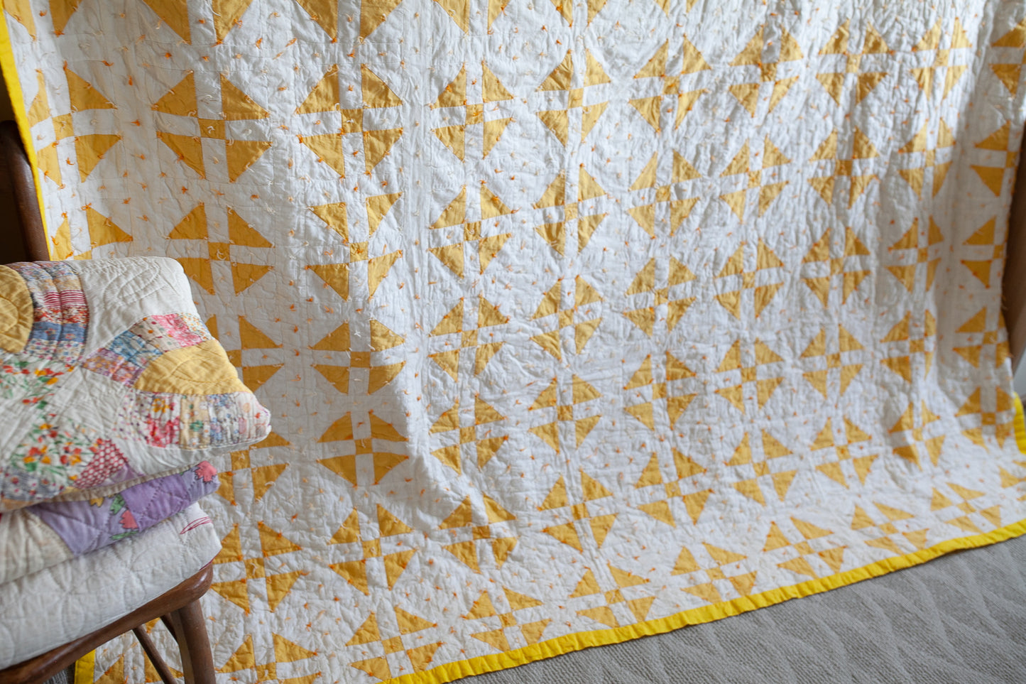Vintage Quilt - Yellow and White Quilt