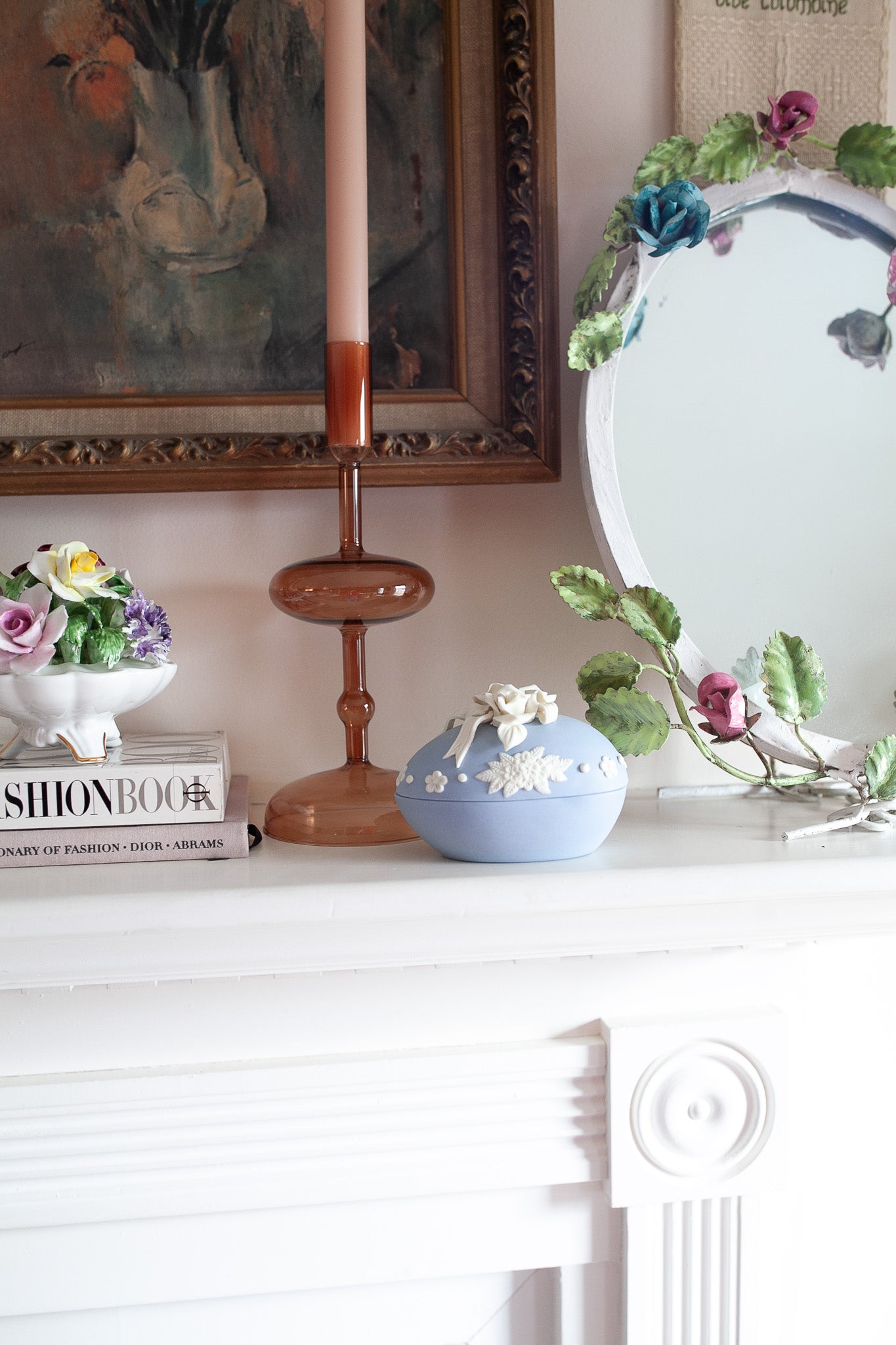 Vintage Egg Trinket Box- Floral Trinket Box- Blue Egg