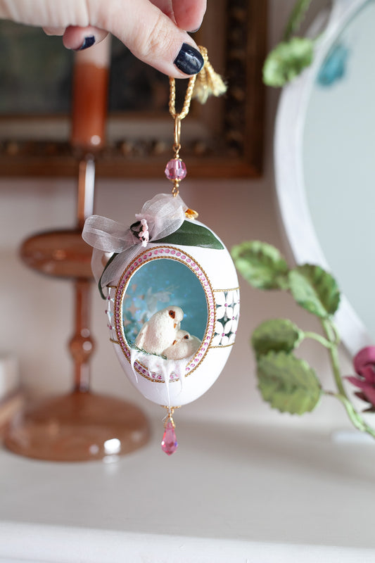 Lifetime Together Two Doves Egg Eggspressions Ornament- Egg Diorama