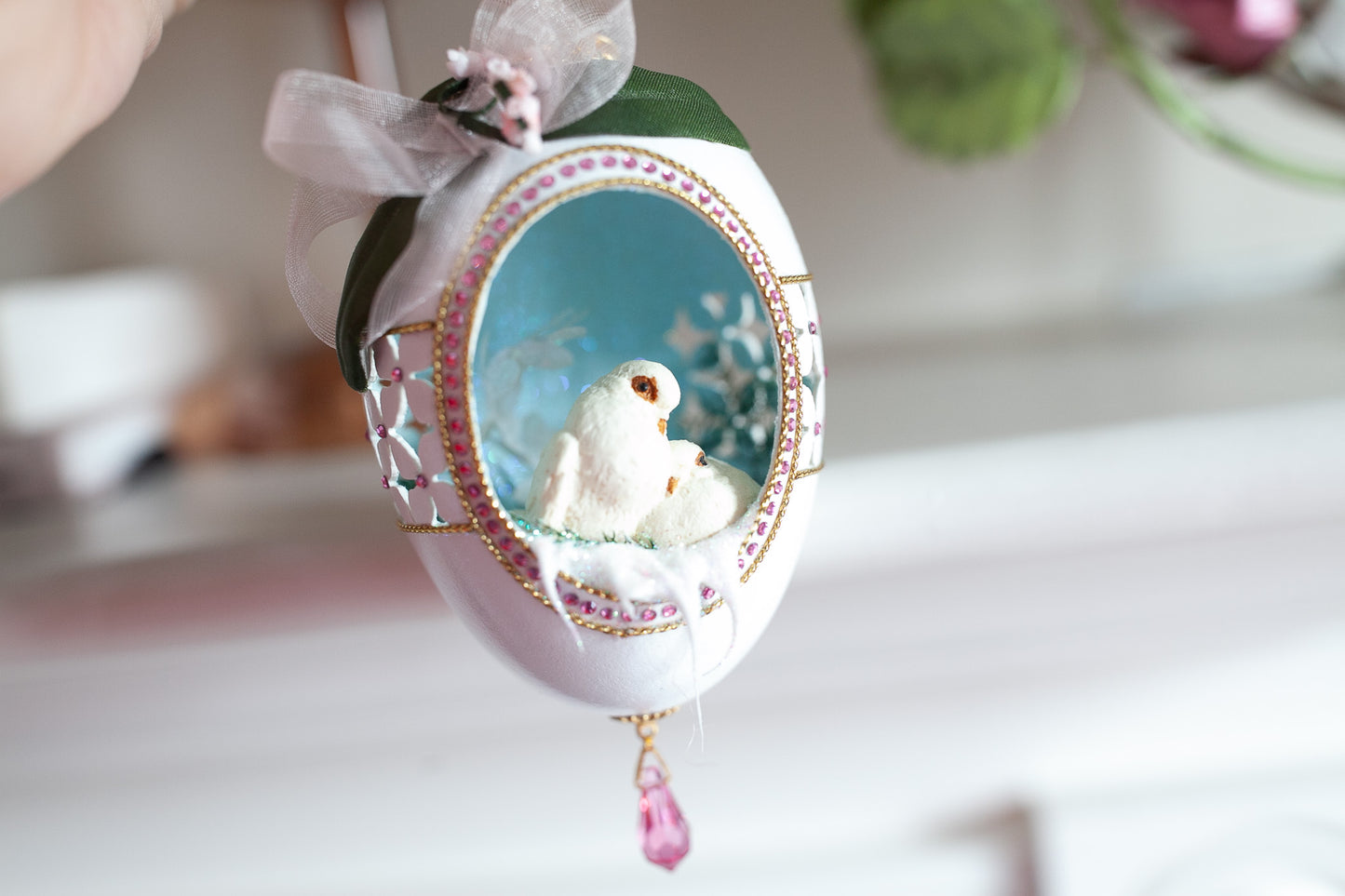 Lifetime Together Two Doves Egg Eggspressions Ornament- Egg Diorama