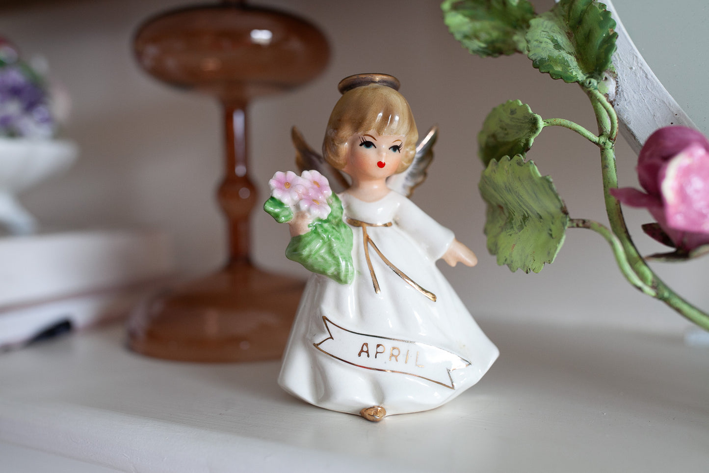 Vintage Enesco April Angel- Birthday Angel