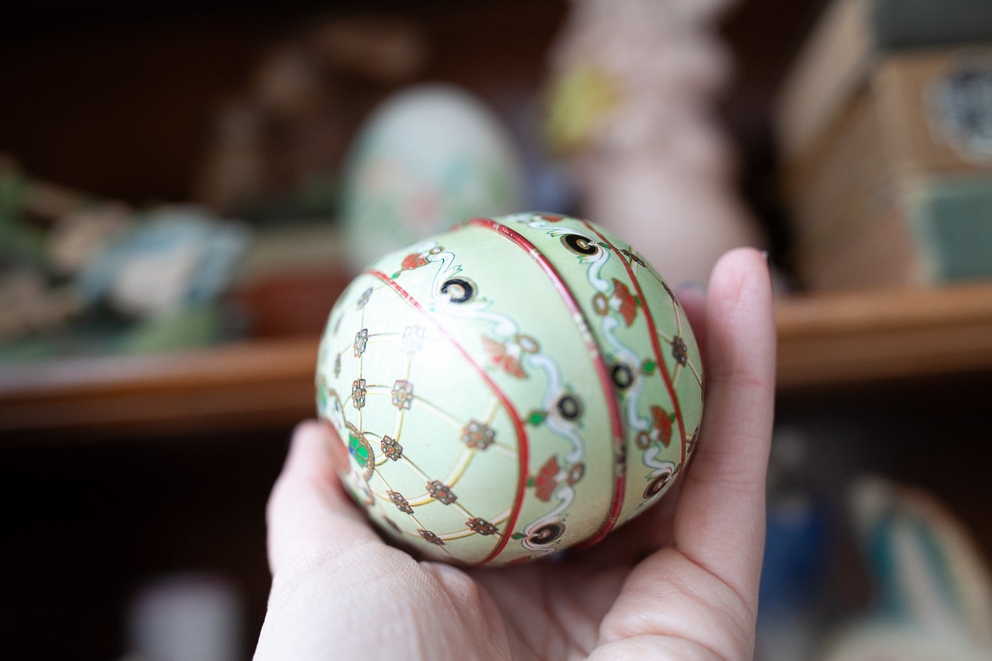 Vintage Faberge Tin Litho Egg Gift Box for Your Special Trinkets or Jewelry 1894