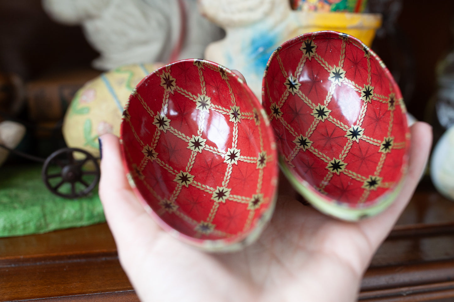 Vintage Faberge Tin Litho Egg Gift Box for Your Special Trinkets or Jewelry 1894