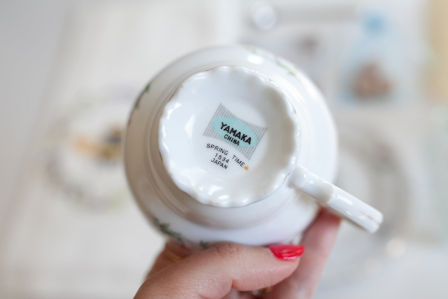 Teacup Gift Box- Tea Towel and Multi Colored Floral Tea Cup- Box K- Vintage Gift Set- Bridgerton -Teacher Appreciation-Gift- Vintage Tea Cup