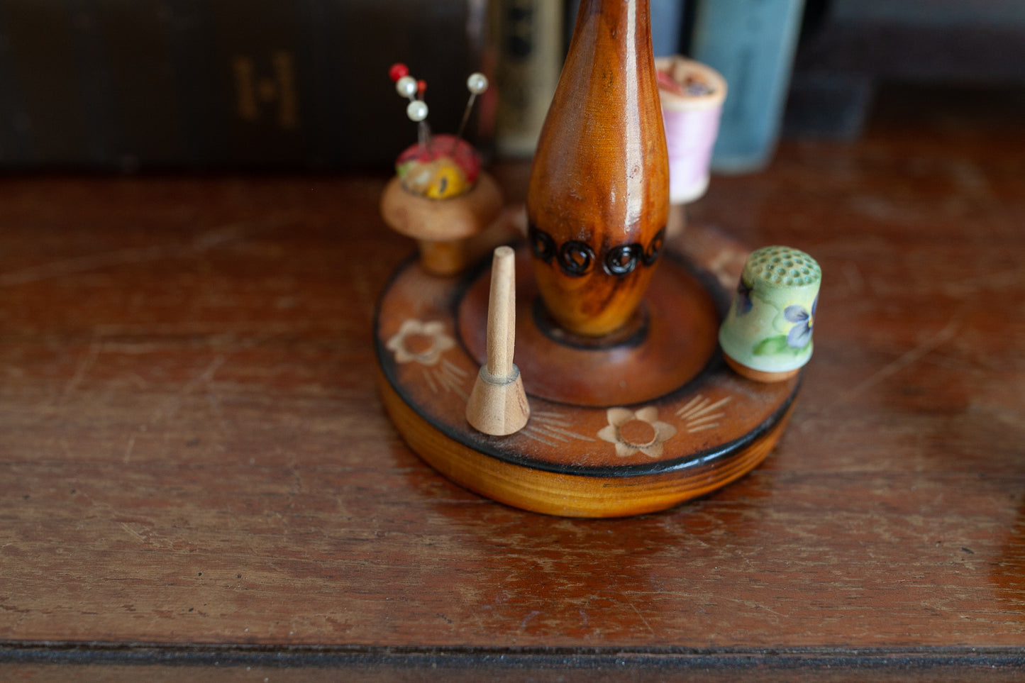 Vintage Mushroom - Mushroom Vintage Sewing Caddy - Thread and Pin Holder