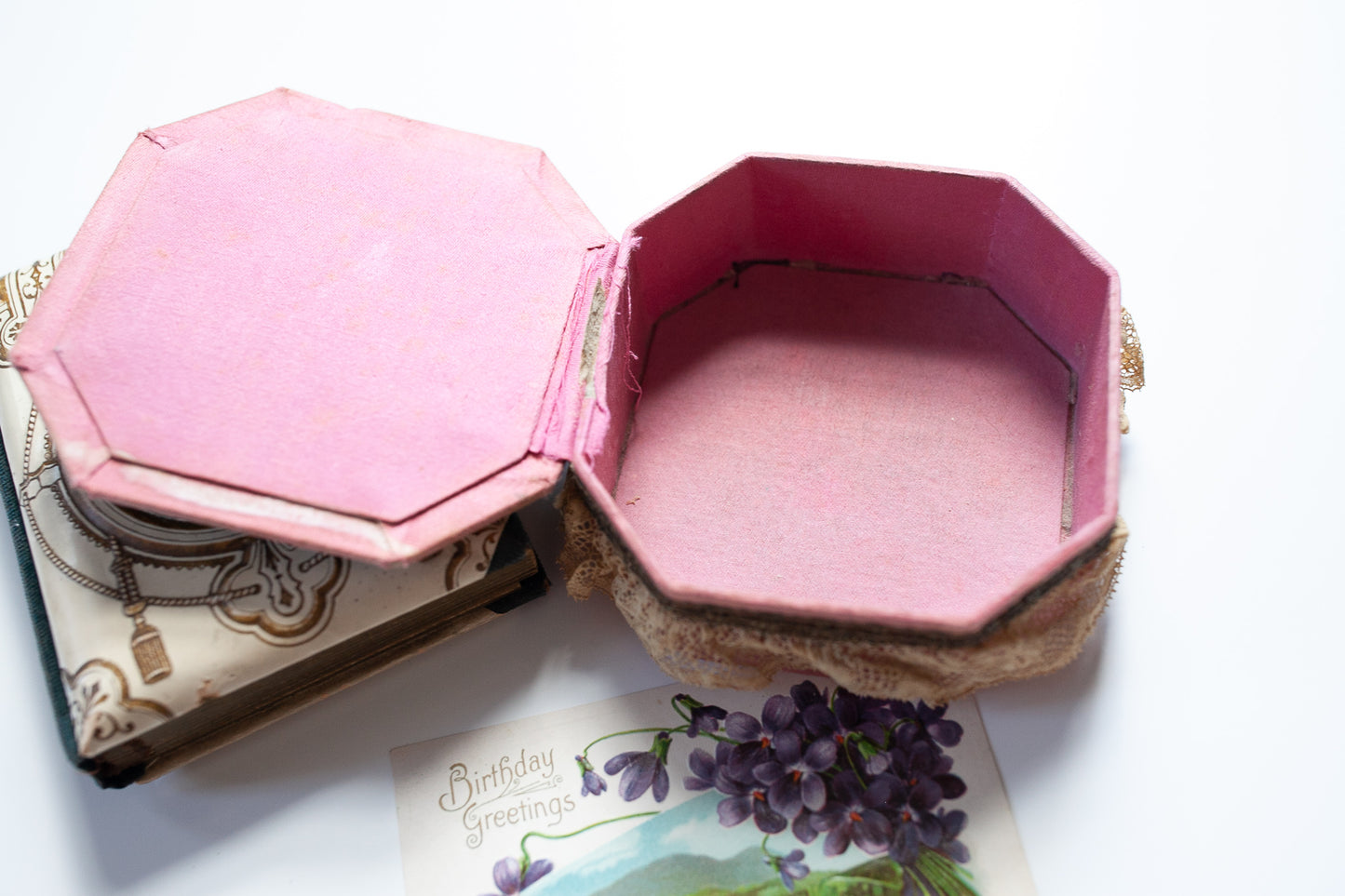 Vintage Trinket Box - Pink Fabric Box