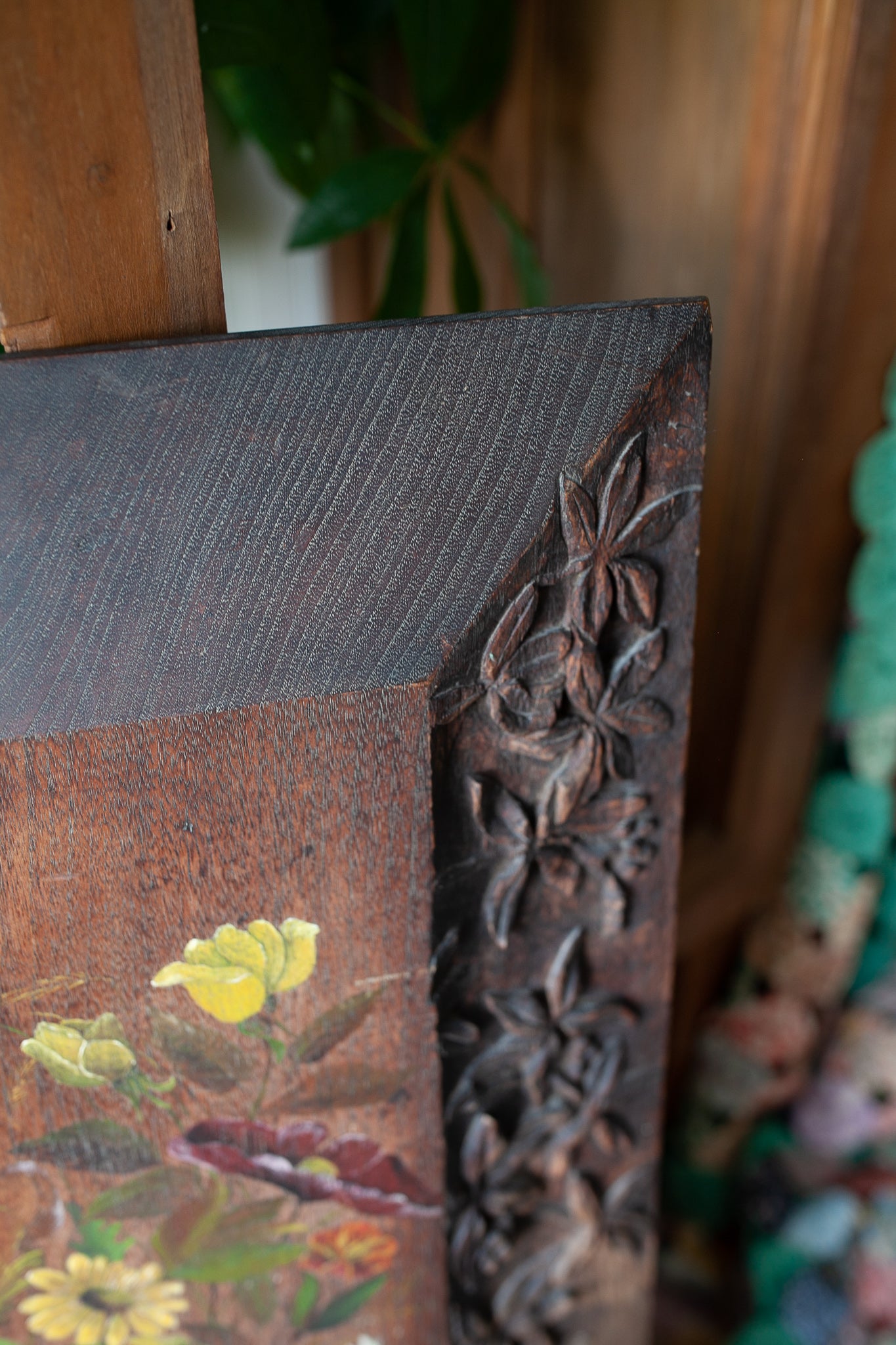 Vintage Floral Art- Carved Artwork -Vintage Flower Art