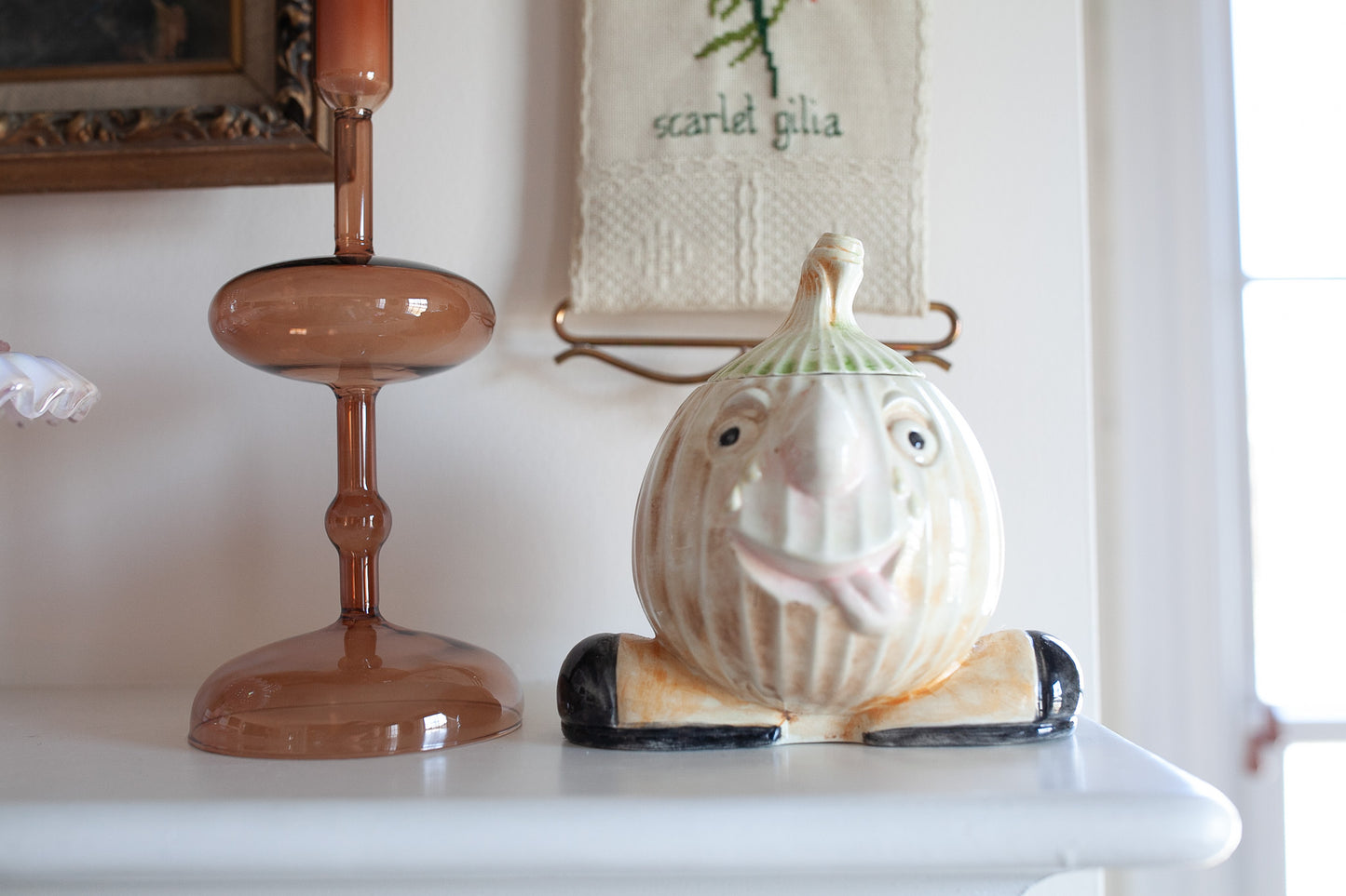 Vintage Onion Holder- Anthropomorphic Onion Jar- Crying Onion