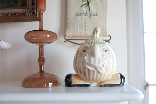 Vintage Onion Holder- Anthropomorphic Onion Jar- Crying Onion