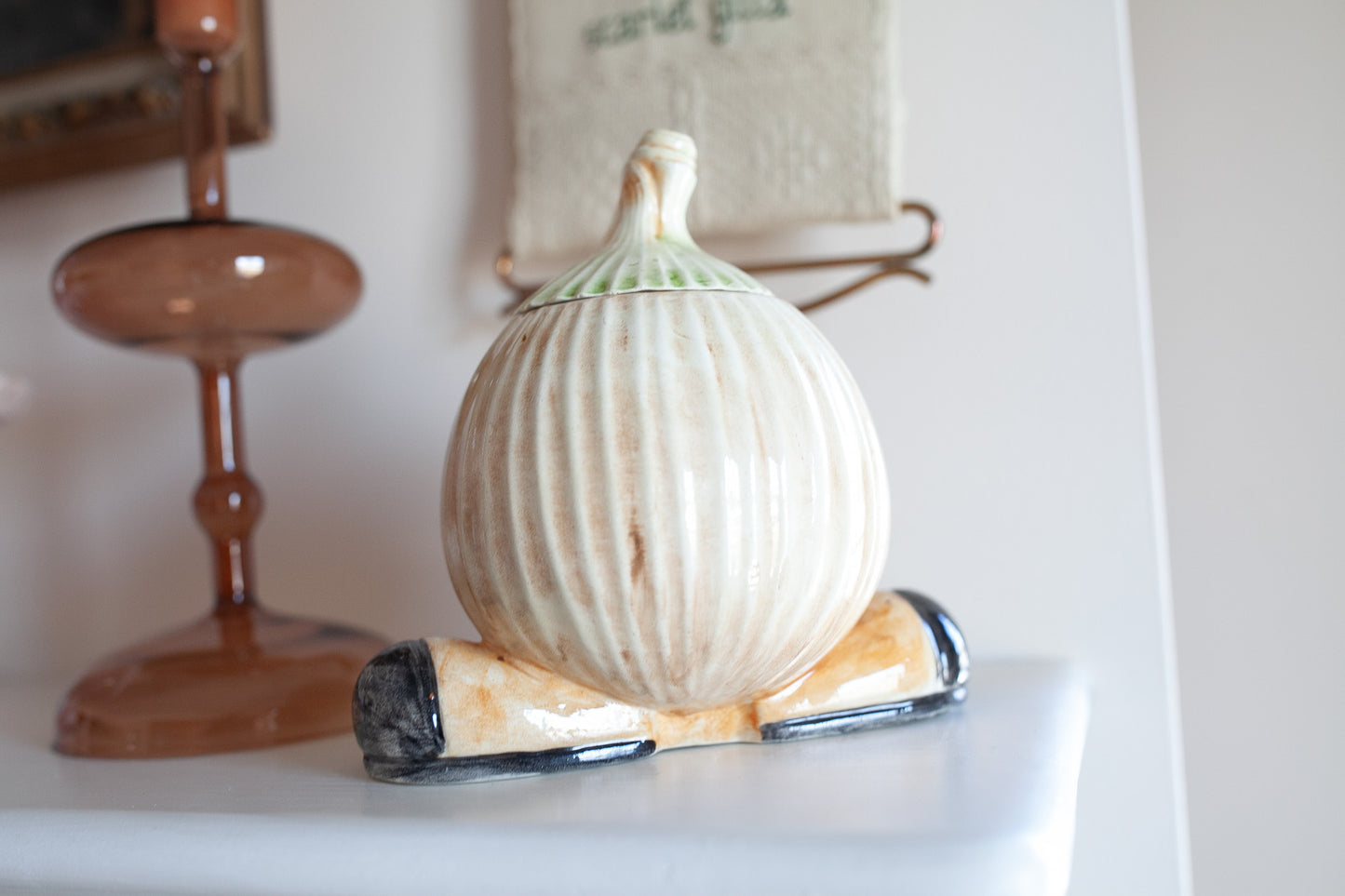 Vintage Onion Holder- Anthropomorphic Onion Jar- Crying Onion