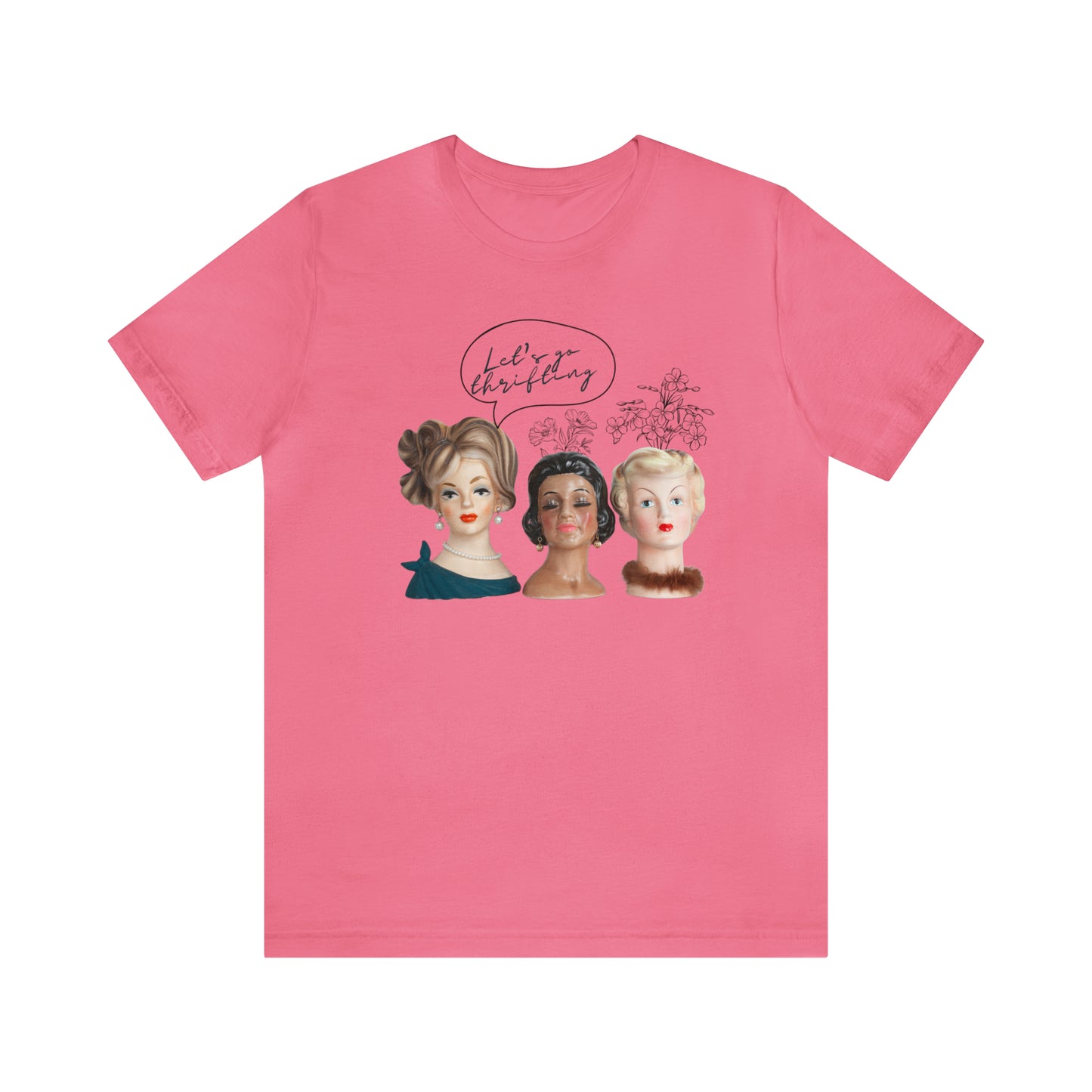 Let's Go Thrifting -Lady Head Vase Shirt- Headvase Shirt - Vintage Love Shirt -Unisex Jersey Short Sleeve Tee