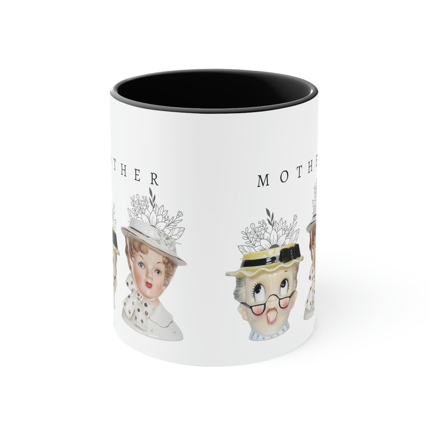 Head Vase - Lady Head Vase- Mother Coffee Cup-Accent Coffee Mug, 11oz